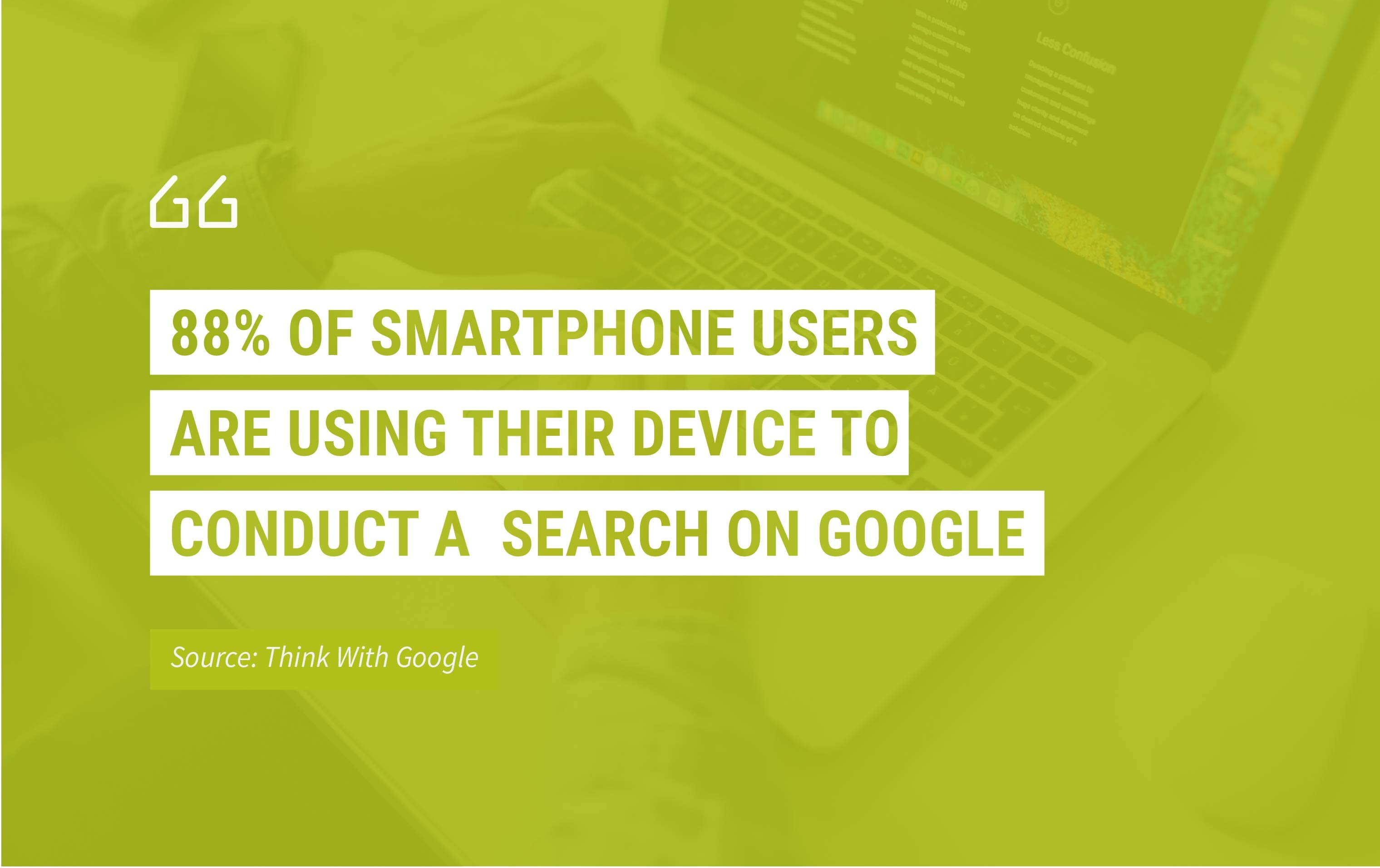 88% of smartphone users are using their devices to conduct searches on Google